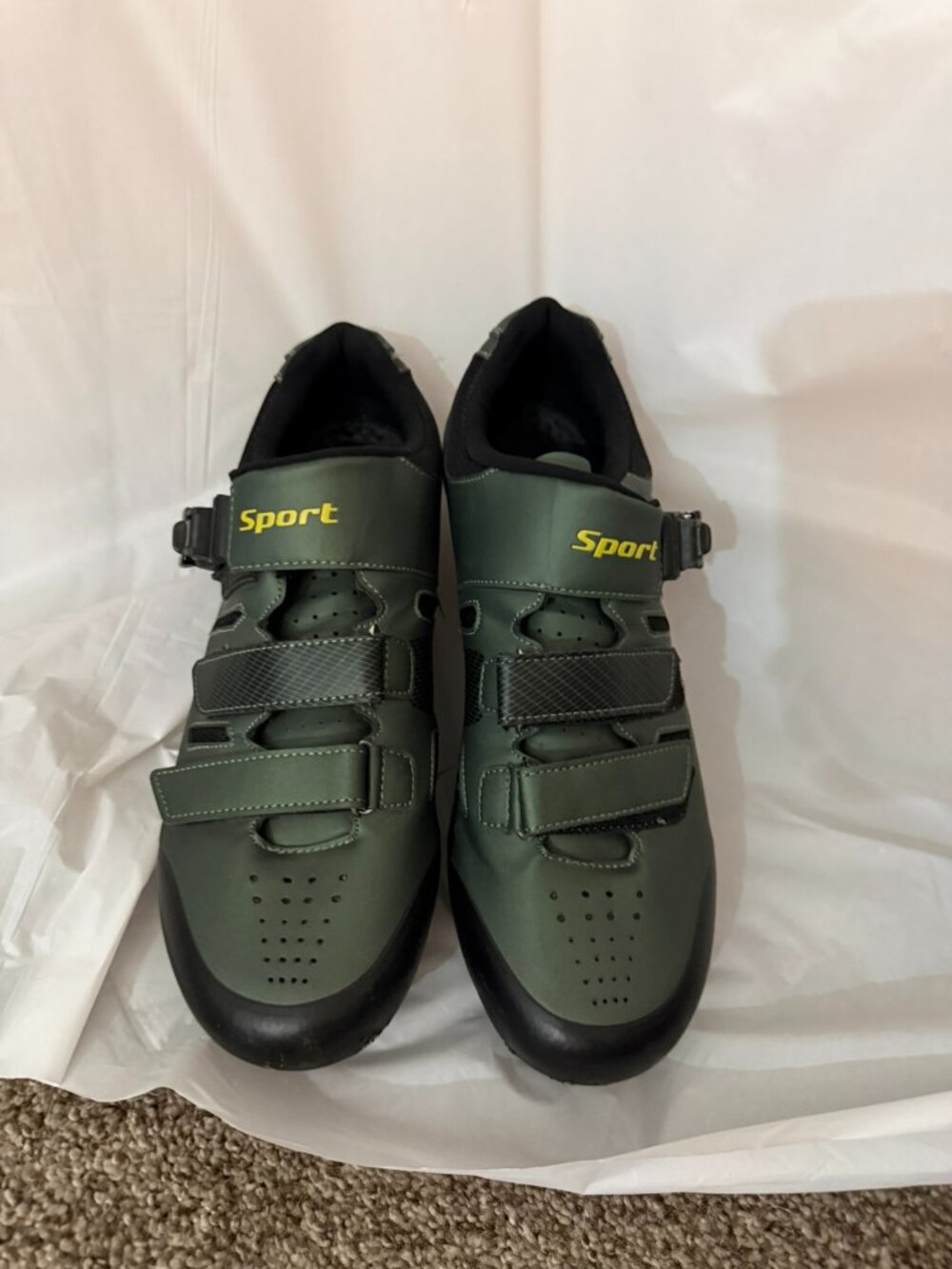 Mens Green Sport Cycling Shoes EU 47 US 12.5 MTB Mountain Bike Ratchet Cleat
